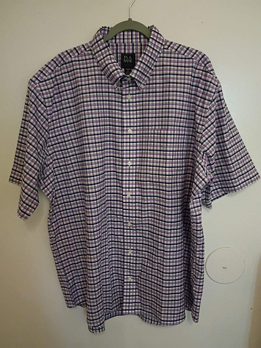 Jos. A. Bank Men's Purple and White Traveler‎ Shirt Sz XXL
